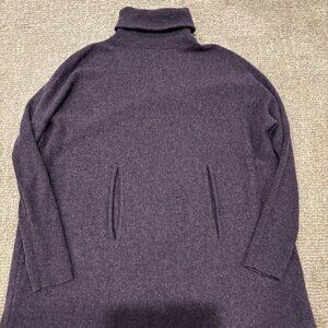 Garnet Hill Oversized Turtleneck Wool/Cashmere Blend - Plum